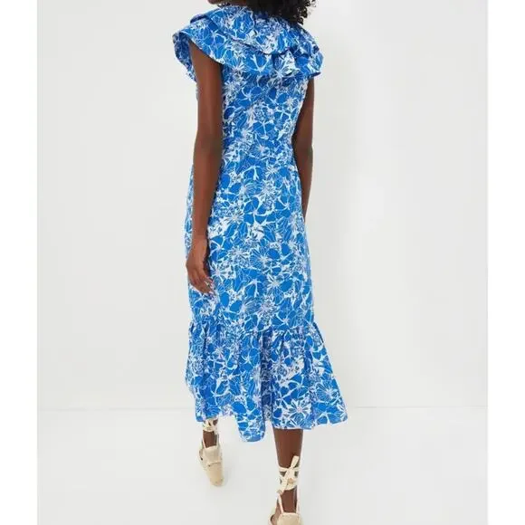 TUCKERNUCK Hyacinth House Blue and White floral Beaufort Thea Midi Dress NWT XXS - Picture 5 of 8